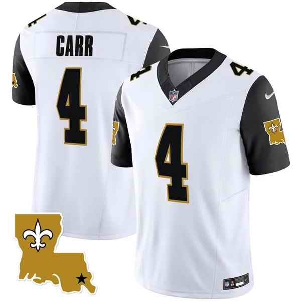 Men's New Orleans Saints #4 Derek Carr White/Black 2023 F.U.S.E. 1987 Legacy Vapor Stitched Jersey