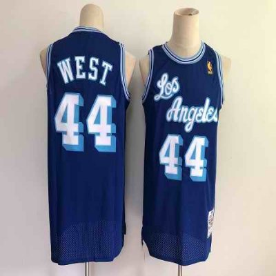 Men's Los Angeles Lakers #44 Jerry West Blue Throwback Stitched Jersey