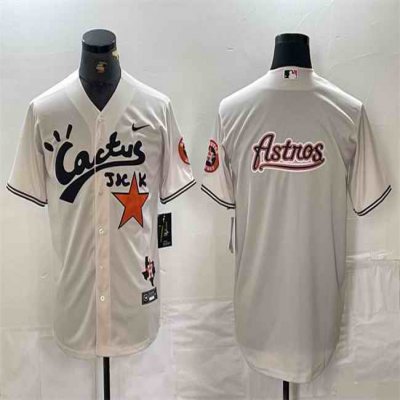 Men's Houston Astros Team Big Logo Cream Cactus Jack Vapor Premier Limited Stitched Baseball Jersey