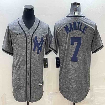 Men's New York Yankees #7 Mickey Mantle Grey Cool Base Stitched Jersey