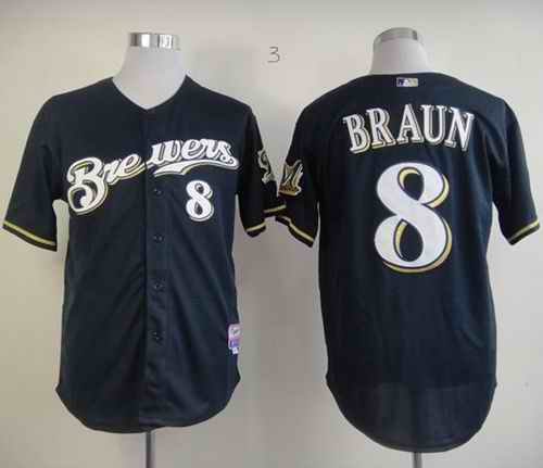 Brewers #8 Ryan Braun Stitched Blue MLB Jersey