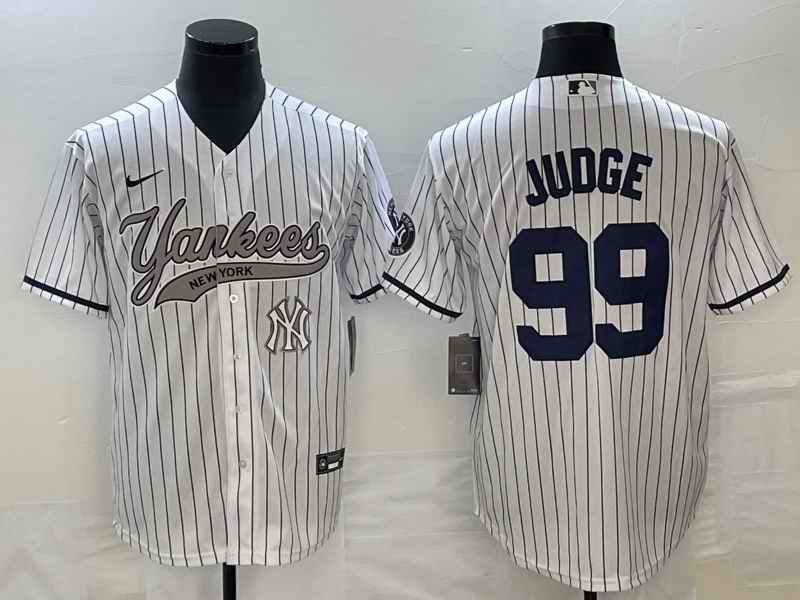 Men's New York Yankees #99 Aaron Judge White With Patch  Cool Base Stitched Baseball Jersey