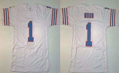 Men's #1 Warren Moon White Stitched Jersey