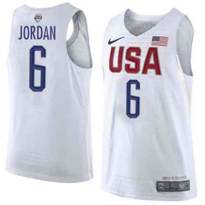 Nike Team USA #6 DeAndre Jordan White 2016 Dream Team Game NBA Jersey