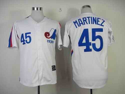 Mitchell And Ness Expos #45 Pedro Martinez White Throwback Stitched MLB Jersey