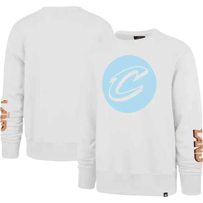 Men's Cleveland Cavaliers '47 White 2022/23 City Edition Two-Peat Headline Pullover Sweatshirt