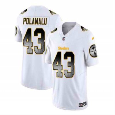 Men's Pittsburgh Steelers #43 Troy Polamalu White 2023 F.U.S.E. Smoke Vapor Untouchable Limited Stitched Jersey