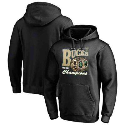 Men's Milwaukee Bucks 2021 Black Finals Champions Bling Pullover Hoodie