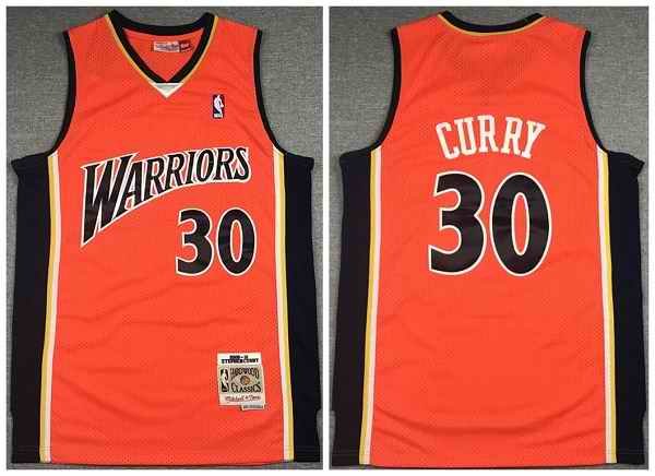 Men's Golden State Warriors #30 Stephen Curry Orange 2009-10 Throwback Stitched Jersey