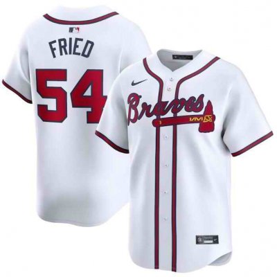 Men's Atlanta Braves #54 Max Fried White 2024 Home Limited Stitched Baseball Jersey