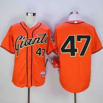 Giants #47 Johnny Cueto Orange Alternate Cool Base Stitched MLB Jersey