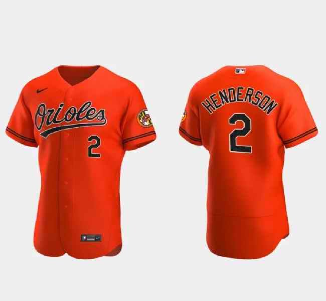 Men's Baltimore Orioles #2 Gunnar Henderson Orange Flex Base Stitched Baseball Jersey