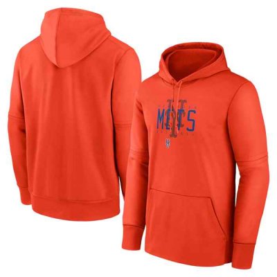 Men's New York Mets Orange Pregame Performance Pullover Hoodie