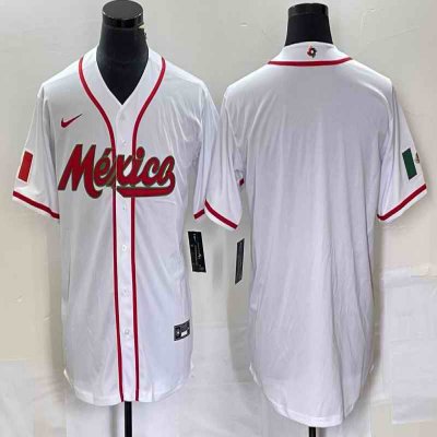 Men's Mexico Baseball Blank 2023 White World Baseball Classic Stitched Jersey