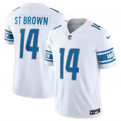 Men's Detroit Lions #14 Amon-Ra St. Brown White 2023 F.U.S.E. Vapor Untouchable Limited Stitched Jersey