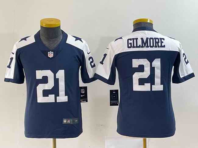 Women's Dallas Cowboys #21 Stephon Gilmore Navy Thanksgiving Limited Stitched Football Jersey(Run Small'