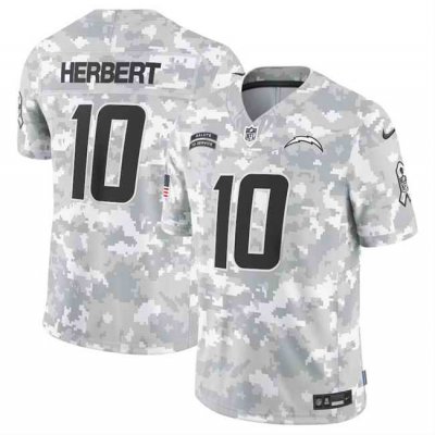 Men's Los Angeles Chargers #10 Justin Herbert 2024 F.U.S.E Arctic Camo Salute to Service Limited Stitched Football Jersey