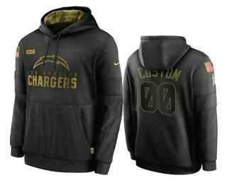 Men's Los Angeles Chargers ACTIVE PLAYER Custom 2020 Black Salute To Service Sideline Performance Pullover Hoodie