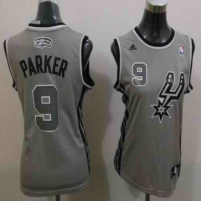 Spurs #9 Tony Parker Grey Alternate Women's Stitched NBA Jersey