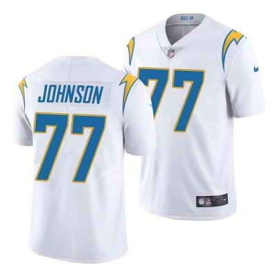 Men's Los Angeles Chargers #77 Zion Johnson White Vapor Untouchable Limited Stitched Jersey