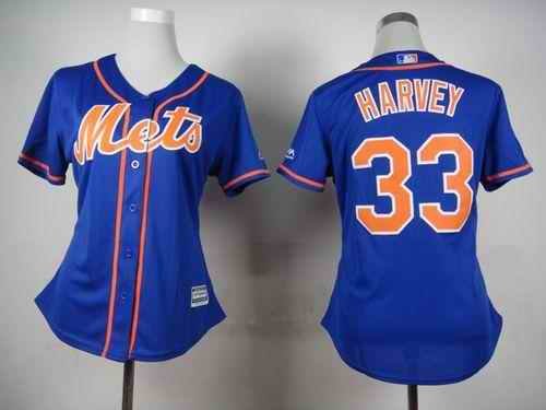 Mets #33 Matt Harvey Blue Alternate Women's Stitched MLB Jersey