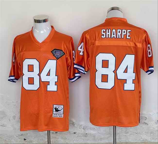 Men's Denver Broncos #84 Shannon Sharpe Orange Throwback Stitched Jersey