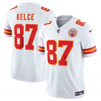 Men's Kansas City Chiefs #87 Travis Kelce White 2023 F.U.S.E. Vapor Untouchable Limited Stitched Jersey