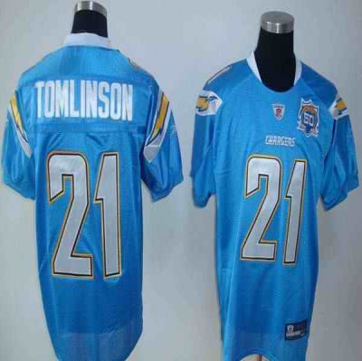 Chargers #21 LaDainian Tomlinson Baby Blue Team 50TH Patch Stitched Youth NFL Jersey