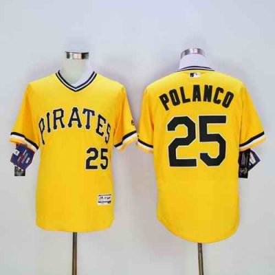 Pirates #25 Gregory Polanco Gold Flexbase Authentic Collection Stitched MLB Jersey