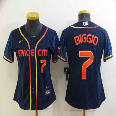 Women's Houston Astros #7 Craig Biggio 2022 Navy City Connect Stitched Jersey(Run Small)