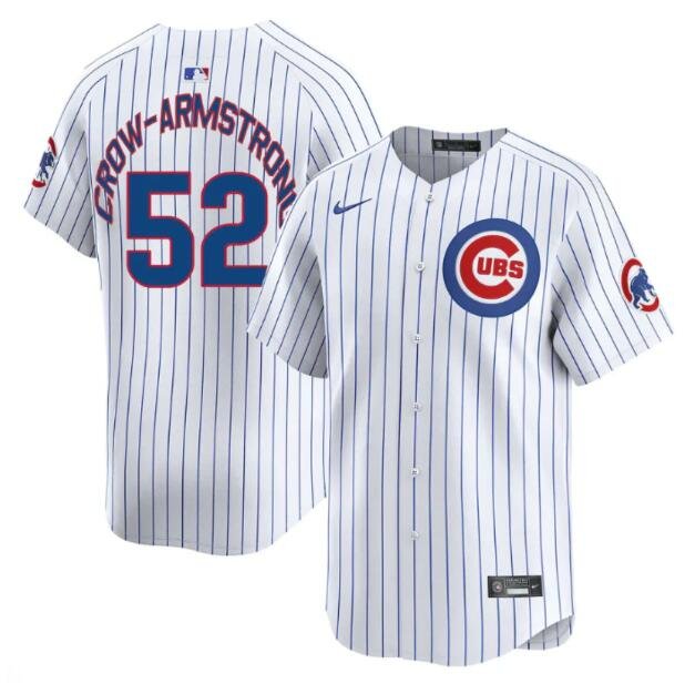 Men's Chicago Cubs #52 Pete Crow-Armstrong White Home Limited Stitched Baseball Jersey