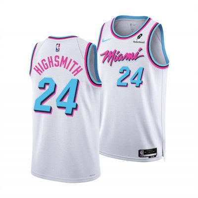 Men's Miami Heat #24 Haywood Highsmith White 2024/25 City Edition Stitched Basketball Jersey