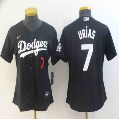 Women's Los Angeles Dodgers #7 Julio Urias Black Cool Base Stitched Jersey(Run Small)