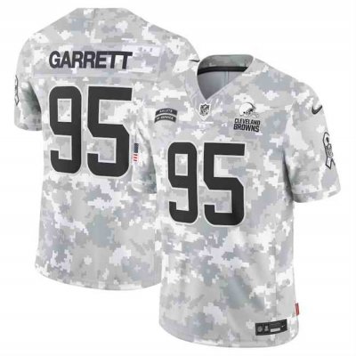 Men's Cleveland Browns #95 Myles Garrett 2024 F.U.S.E Arctic Camo Salute to Service Limited Stitched Football Jersey