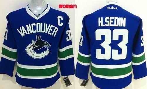 Canucks #33 Henrik Sedin Blue Home Women's Stitched NHL Jersey