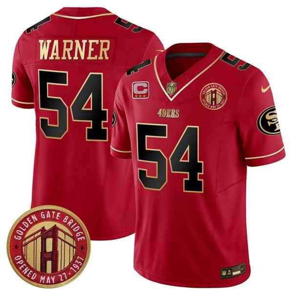 Men's San Francisco 49ers #54 Fred Warner Red F.U.S.E. Golden Gate Bridge With 3-Star C Patch Scarlet Vapor Limited Stitched Football Jersey