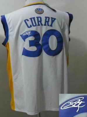 Revolution 30 Autographed Warriors #30 Stephen Curry White Stitched NBA Jersey