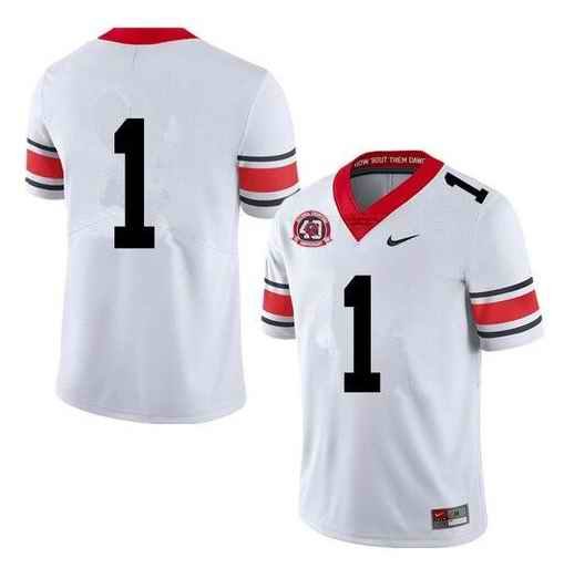 Men's Georgia Bulldogs #1 White 1980 National Champions 40th Anniversary College Stitched Jersey