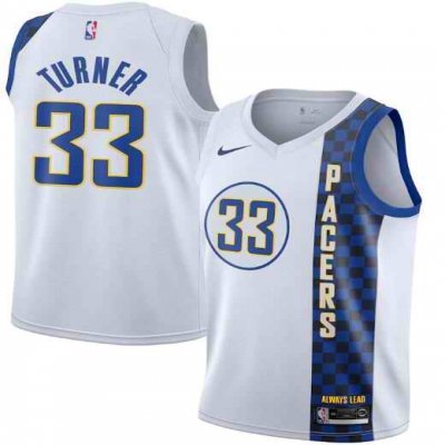 Men's Indiana Pacers #33 Myles Turner White City Edition Swingman Stitched Jersey