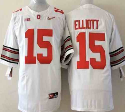 Buckeyes #15 Ezekiel Elliott White Stitched Youth NCAA Jersey