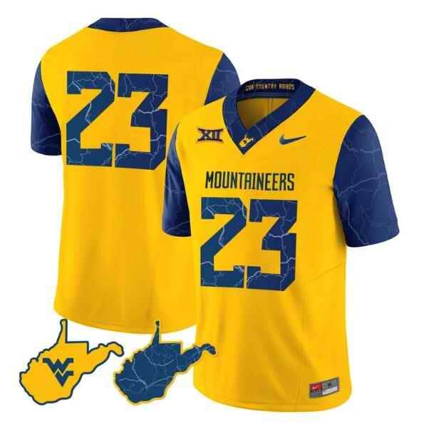 Youth West Virginia Mountaineers #6 Garrett Greene Gold 2023 F.U.S.E. Stitched Basketball Jersey