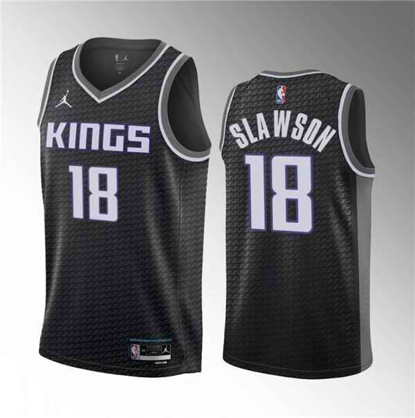 Men's Sacramento Kings #18 Jalen Slawson Black 2023 Draft Statement Edition Stitched Jersey