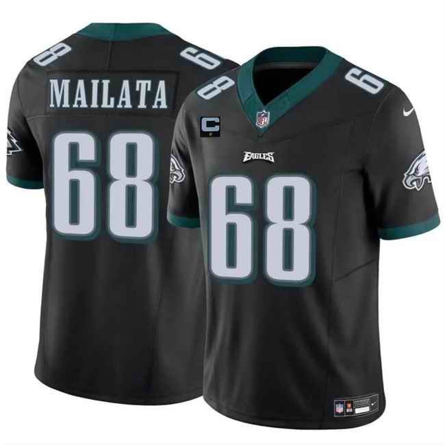 Men's Philadelphia Eagles #68 Jordan Mailata Black 2024 F.U.S.E With 1-Star C Patch Vapor Untouchable Limited Stitched Football Jersey