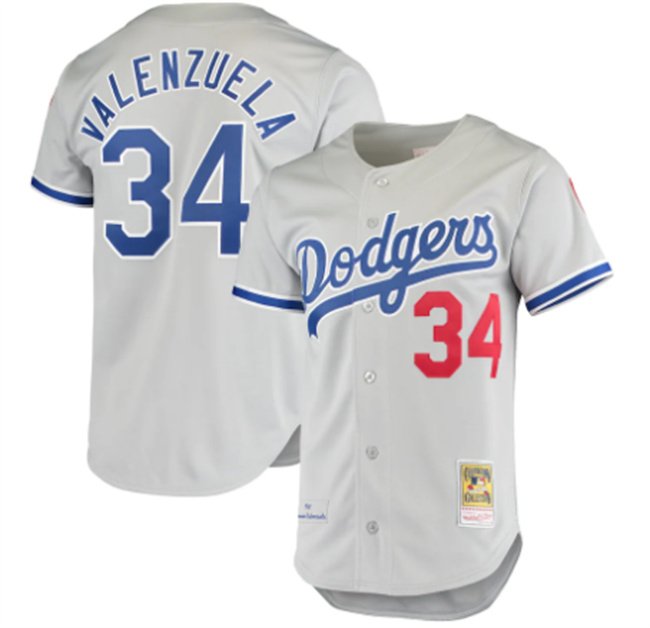 Men's Los Angeles Dodgers #34 Toro Valenzuela Grey With Patch Cool Base Stitched Baseball Jersey