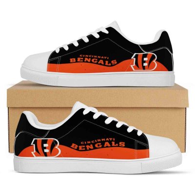 Women's Cincinnati Bengals Low Top Leather Sneakers 003