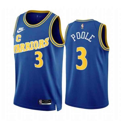 Men's Golden State Warriors #3 Jordan Poole 2022/23 Royal Classic Edition Stitched Basketball Jersey