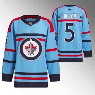 Men's Winnipeg Jets #5 Brenden Dillon Light  Blue Anniversary Primegreen Stitched Jersey