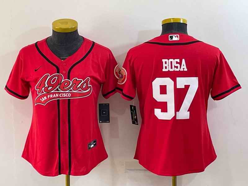 Youth San Francisco 49ers #97 Nick Bosa Red With Patch Cool Base Stitched Baseball Jersey