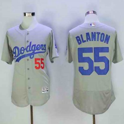 Dodgers #55 Joe Blanton Grey Flexbase Authentic Collection Stitched MLB Jersey