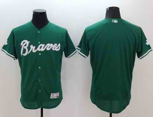 Braves Blank Green Celtic Flexbase Authentic Collection Stitched MLB Jersey